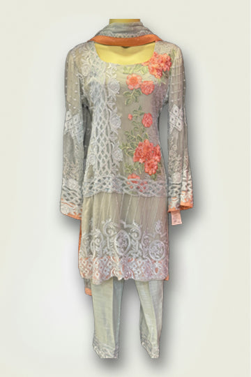 Pakistani Gray Embroidery Women Outfit