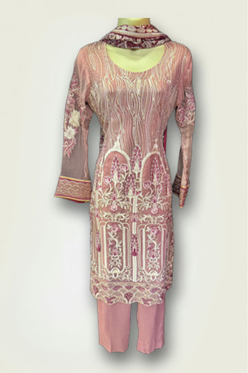 Pakistani Pink  Embroidery Work Women Outfit