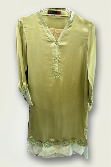 Pakistani Olive Green Bead Work Women Outfit