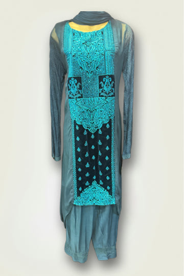 Pakistani Blue Embroidery Women Outfit