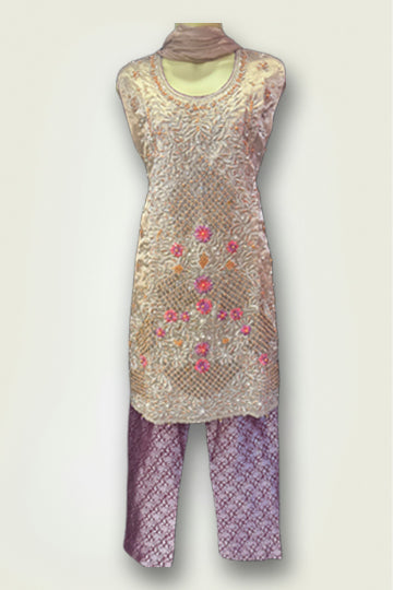 Pakistani Purple Embroidery and Bead work Women Outfit
