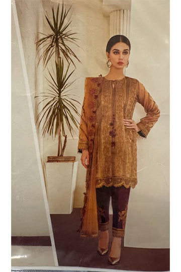 Pakistani Embellished brown Chiffon Dress