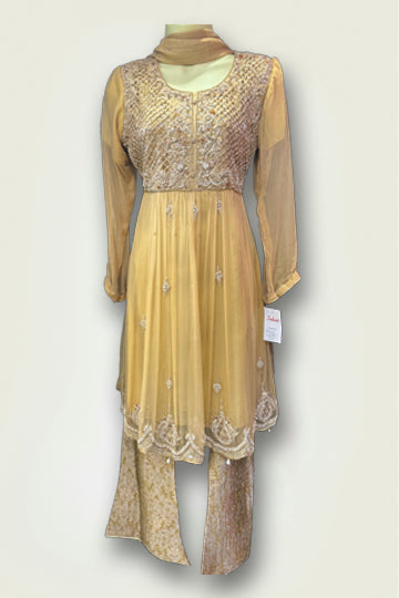 Pakistani Yellow Bead work Embroidery Women Outfit