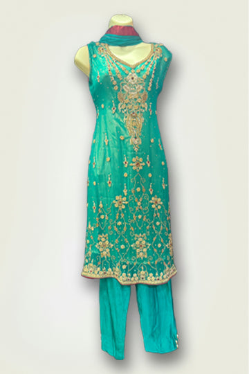 Pakistani Sea Green bead Work Women Outfit