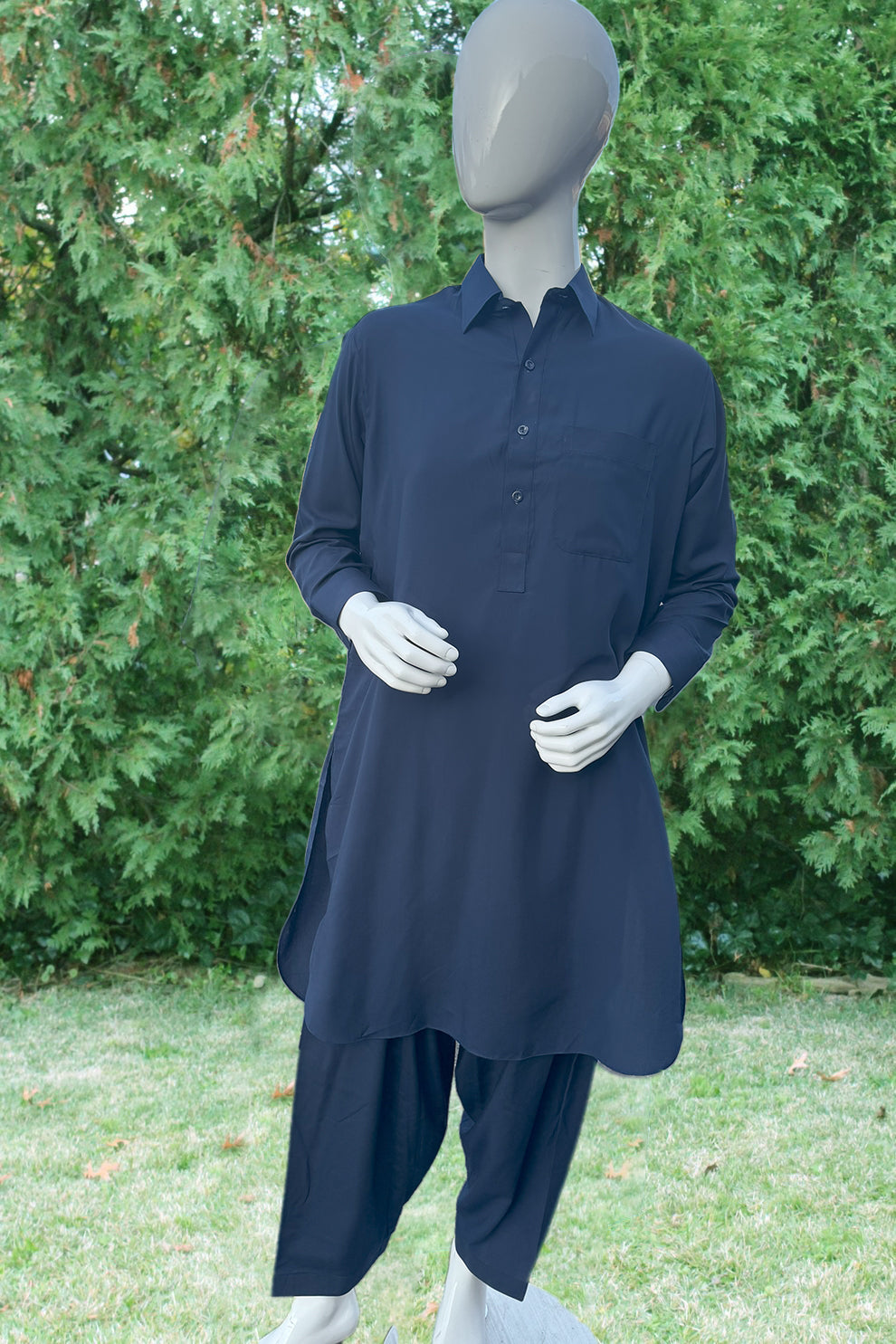 Blue Men's Wash and Wear Shalwar Kameez