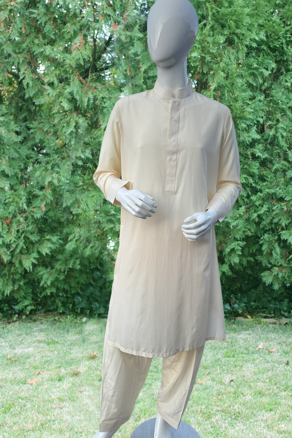 Off-White Men's Wash and Wear Shalwar Kameez