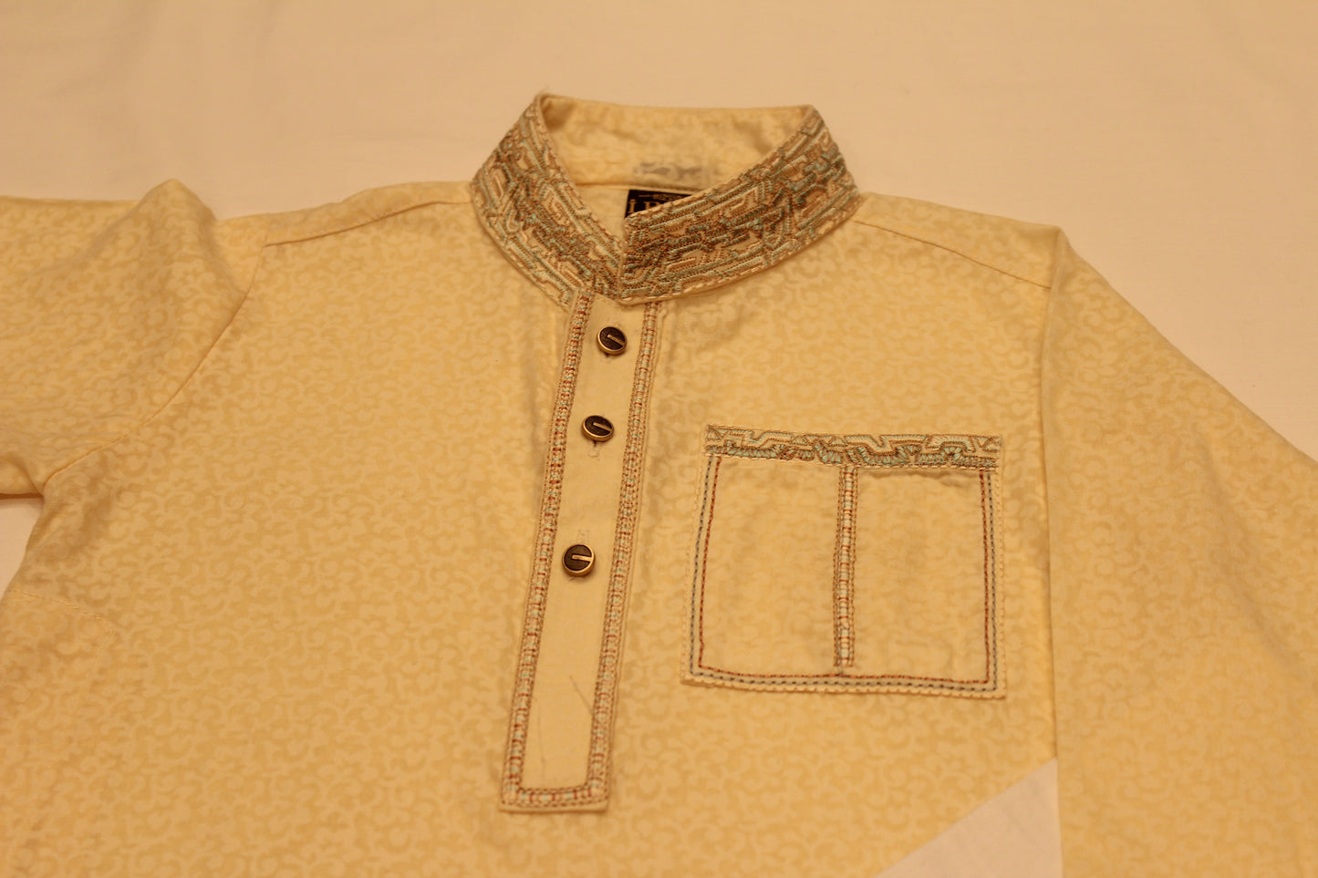 Elegant Beige Embroidered Kids Kurta