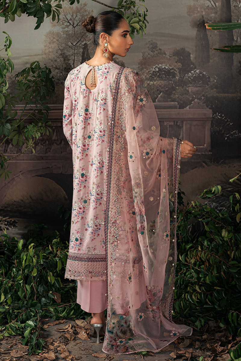 Pakistani Pink Carnation-3pc Silk Embroidered Suit
