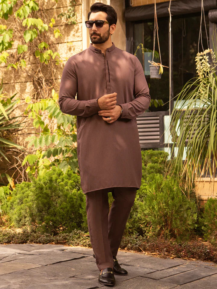 ALMIRAH BROWN BLENDED KURTA TROUSER