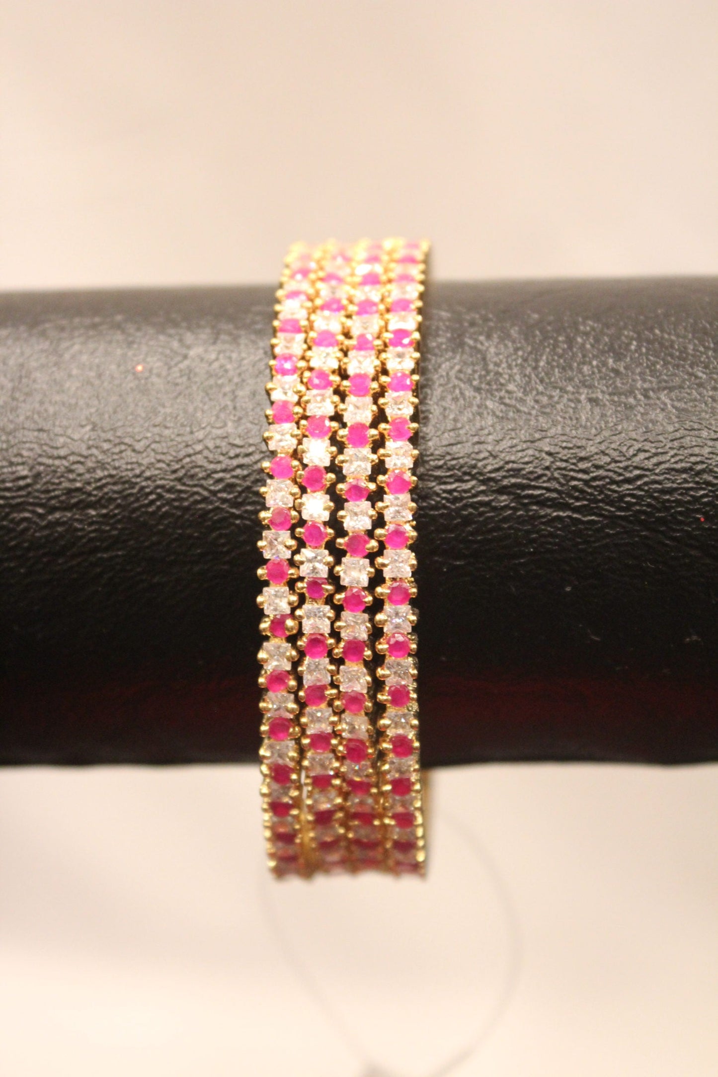 Pakistani Sterling Silver Zirconia Ruby Bangles