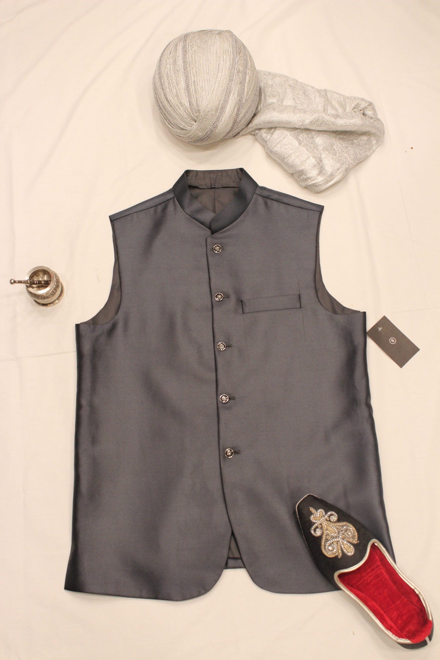 Pakistani Steel Gray Men Waist Coat