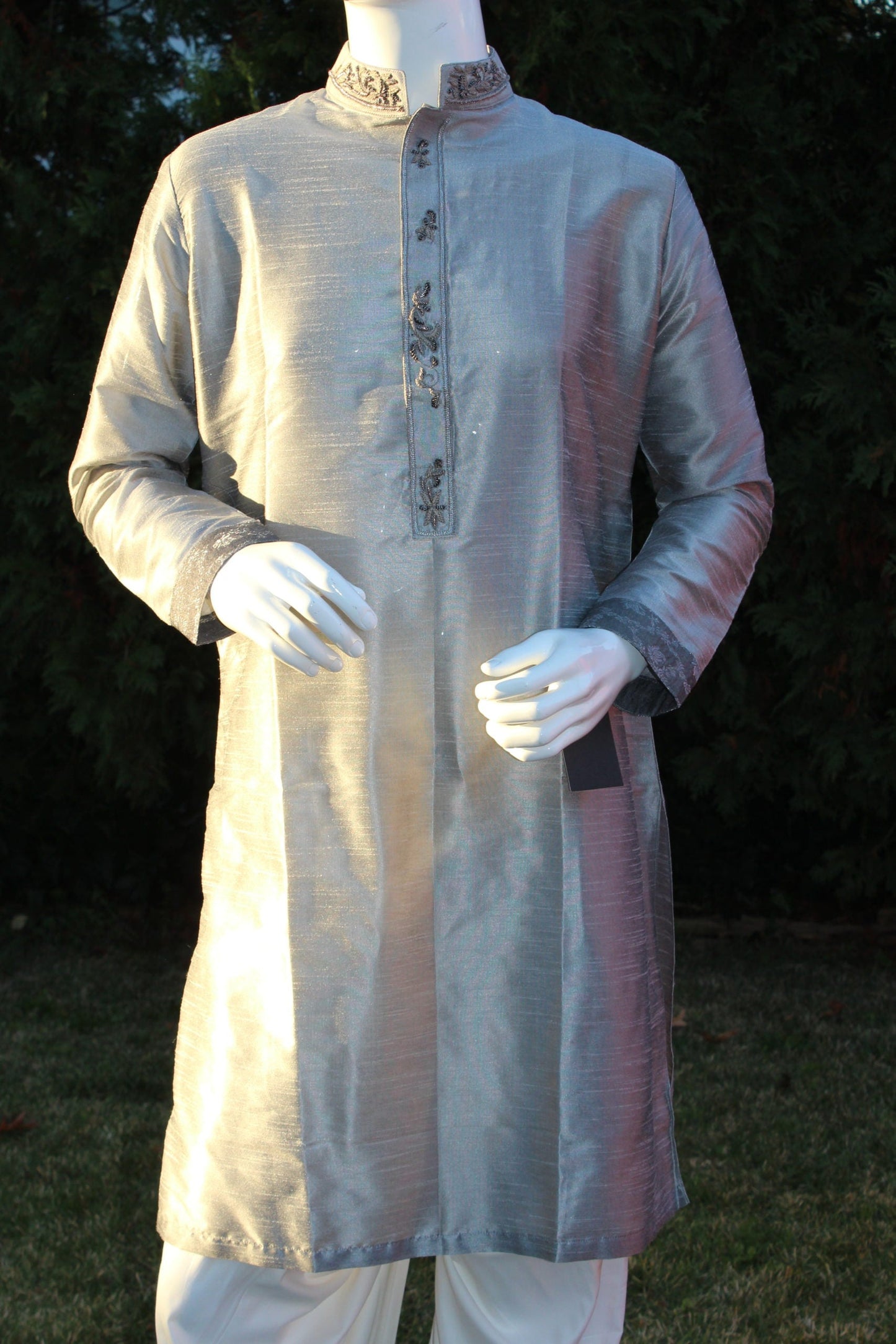 Pakistani Silver Fancy Men Kurta