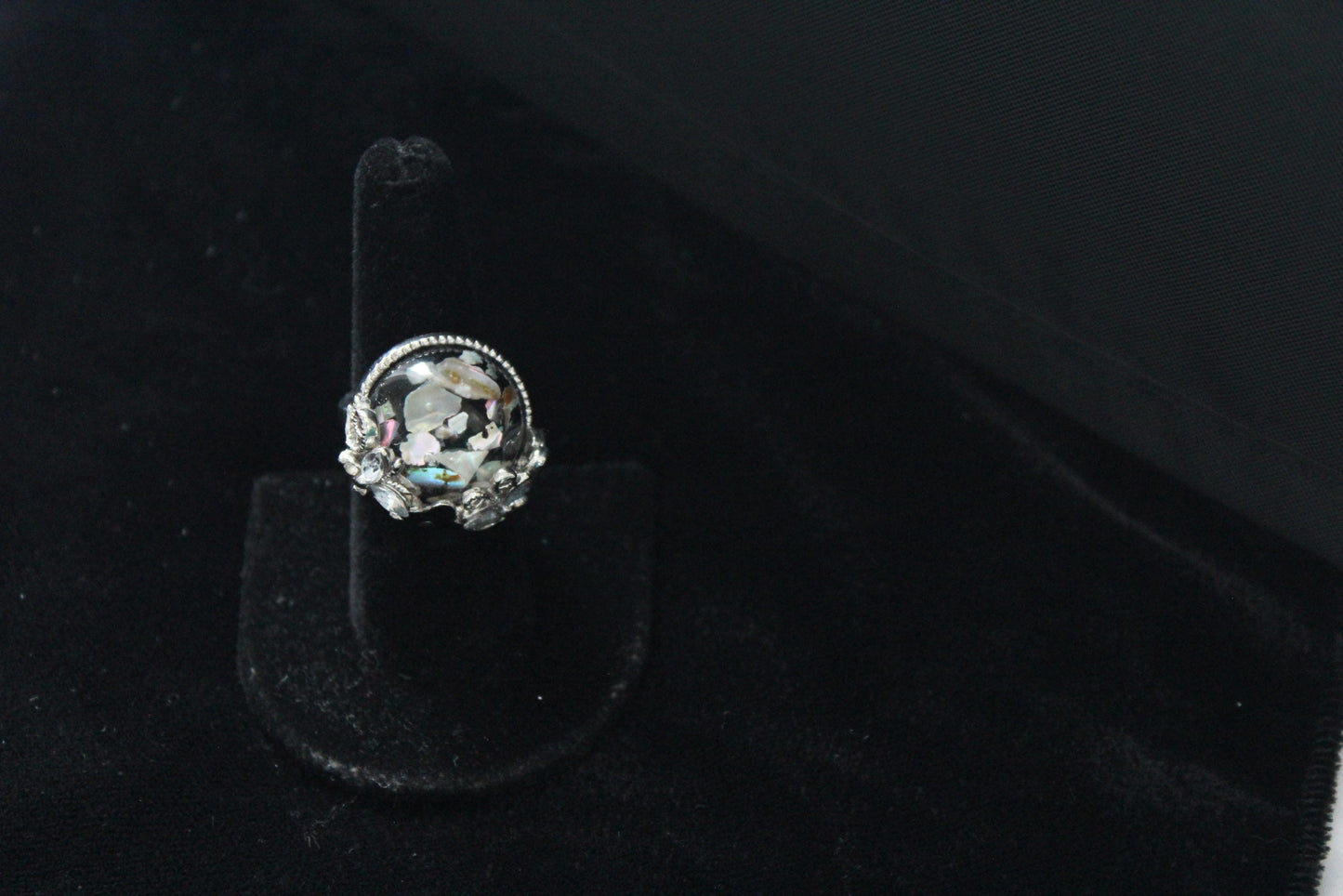 Women Black & White Reflective Butterfly Ring