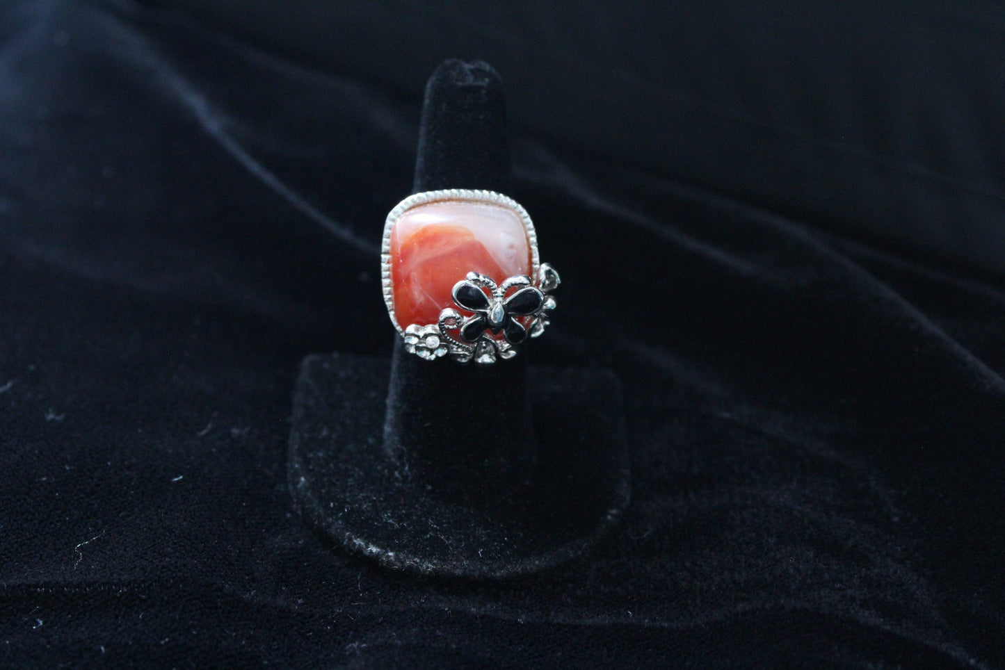 Women Orange Reflective Butterflies Alignment Ring