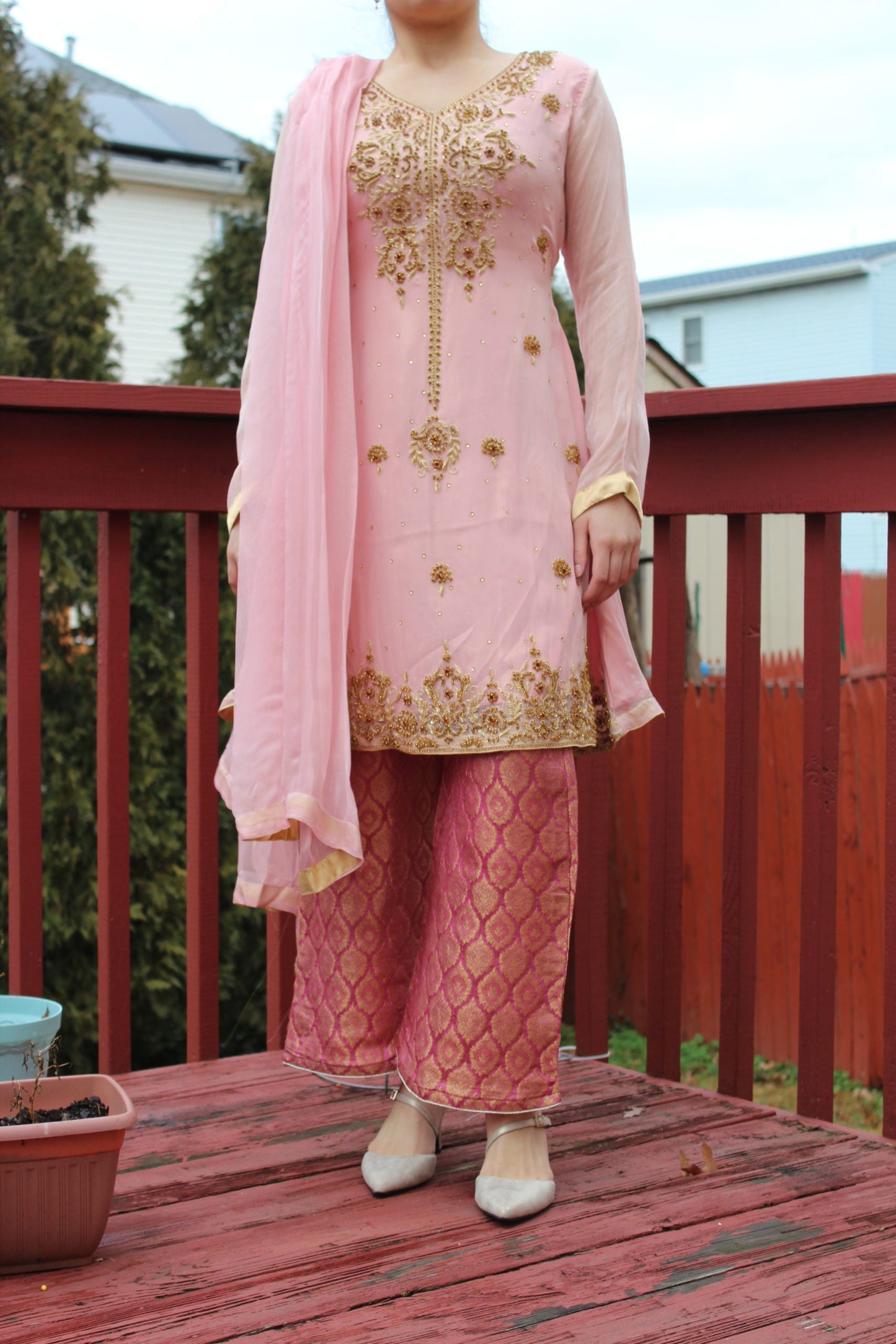 Pakistani Peach Embellished Women Outfit