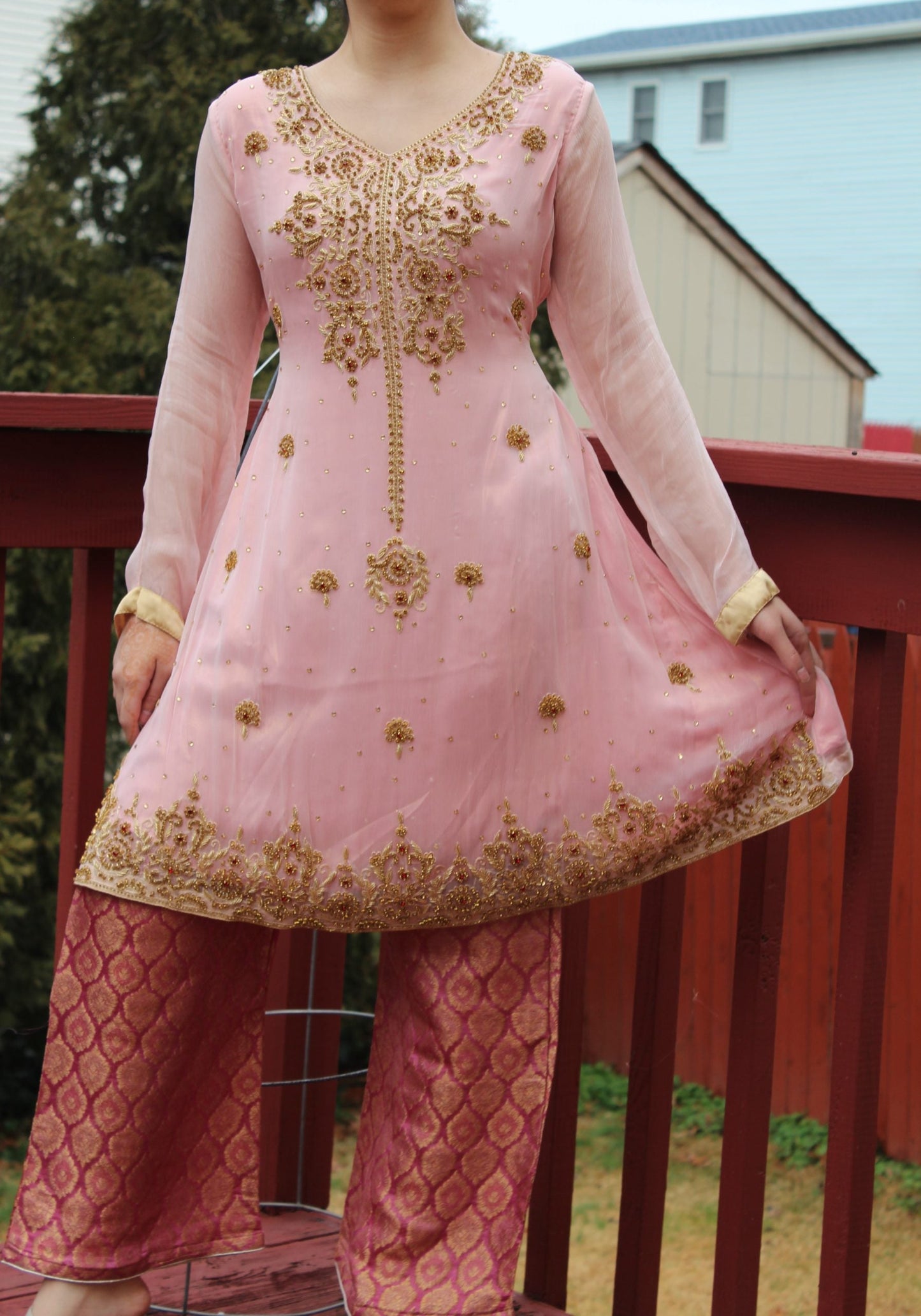 Pakistani Peach Embellished Women Outfit