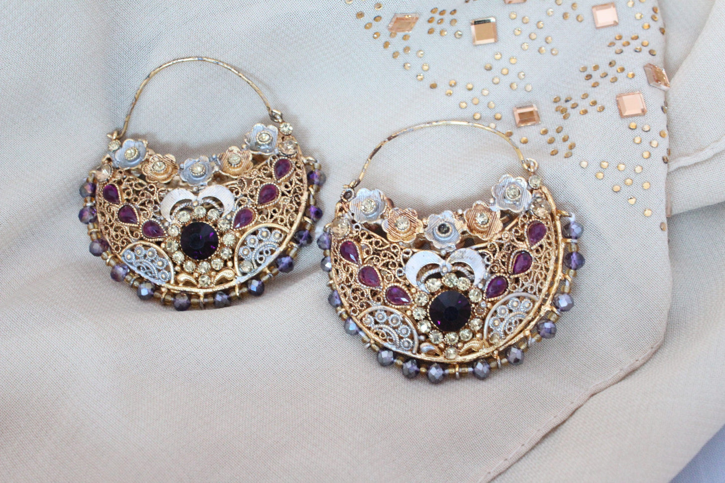 Pakistani Purply Bloom Earrings