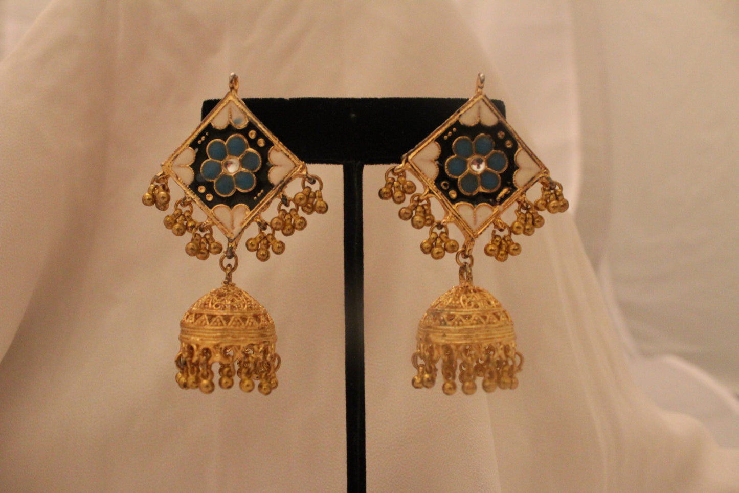 Diamond Encased Flower Earrings