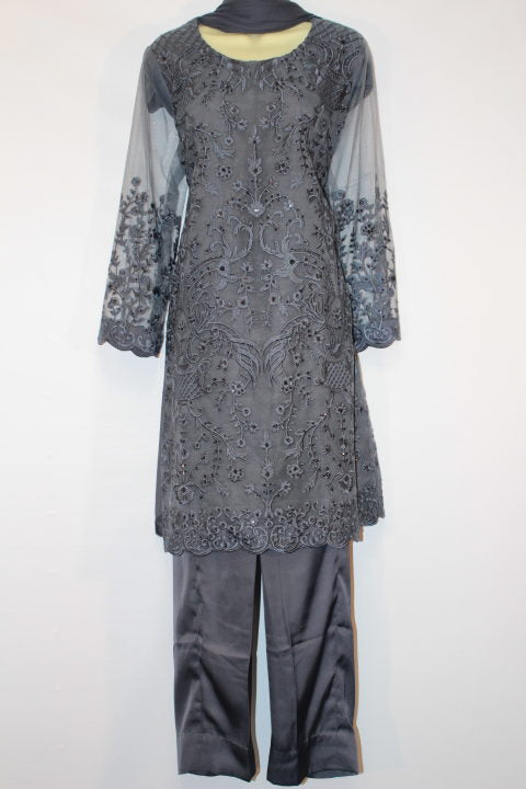 Pakistani Grey Chiffon Women Outfit