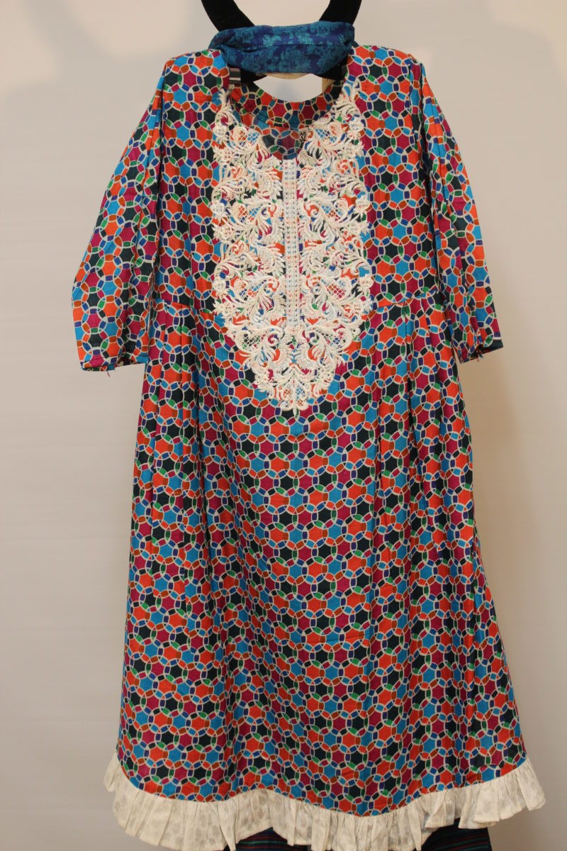 Pakistani Embroidered Check Dress