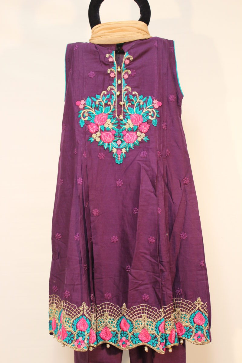 Pakistani Plum Embroidered Frock