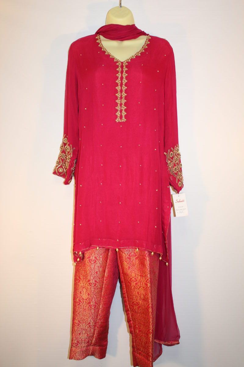 Pakistani Hot Pink Embroidered Women Outfit
