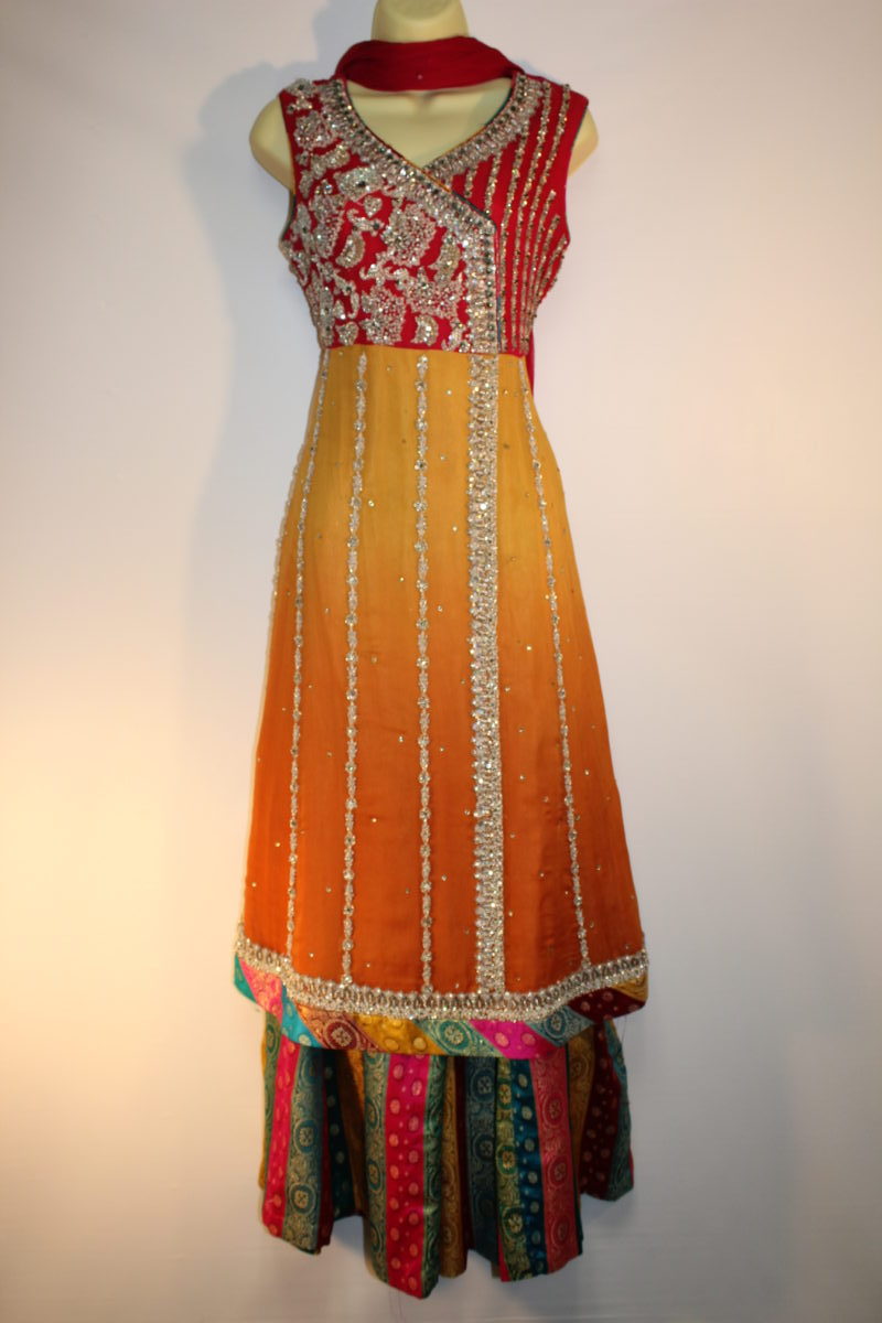 Pakistani Multicolor Angrakha Women Outfit