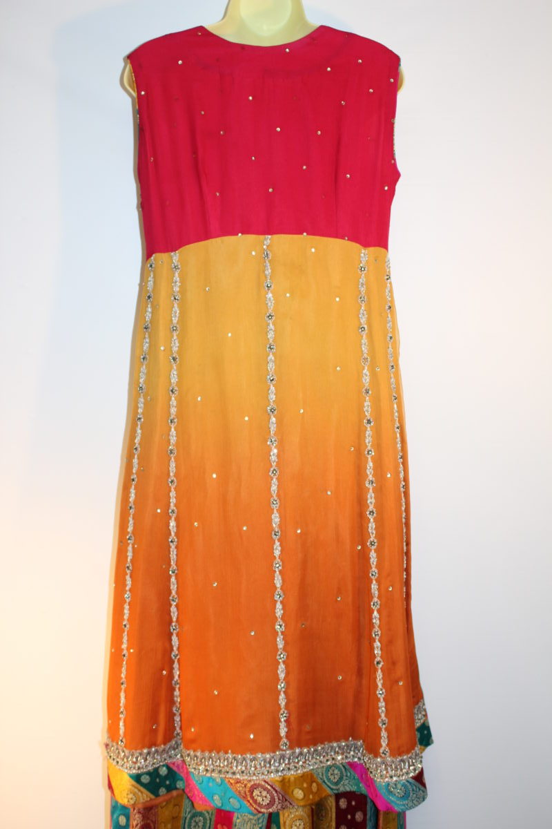 Pakistani Multicolor Angrakha Women Outfit