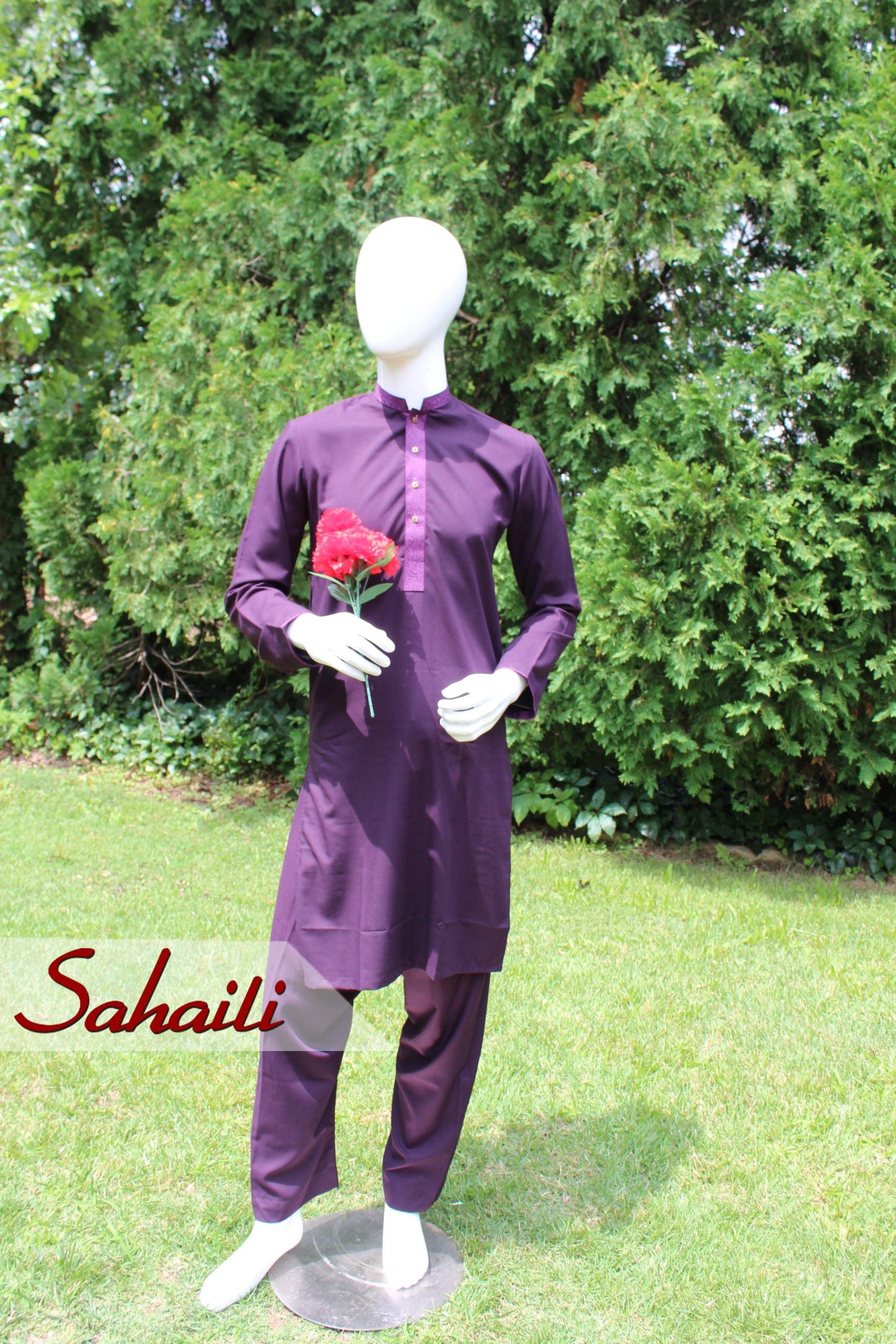 Dark Purple Mens Shalwar Kameez