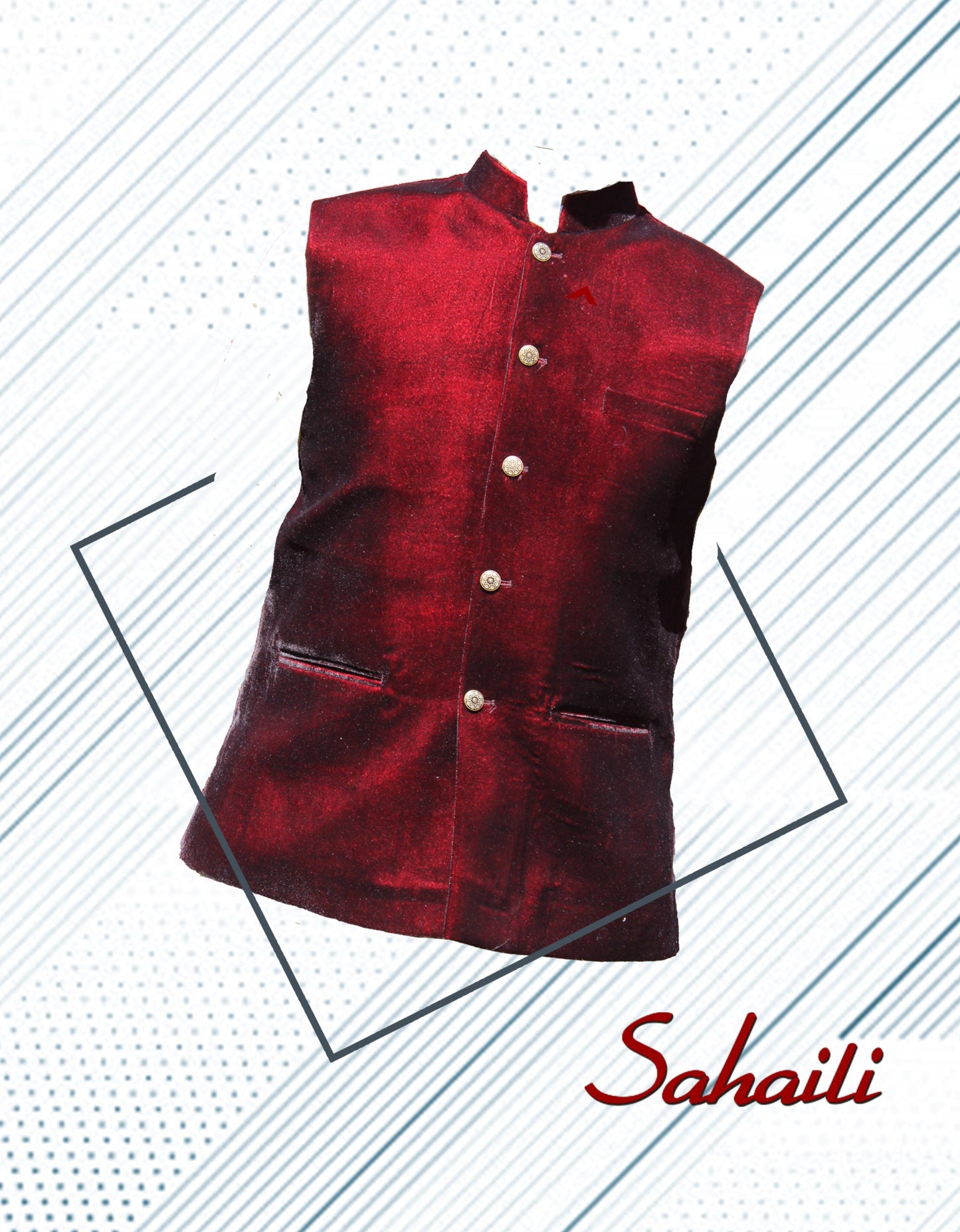 Pakistani Velvet Red Men Vest