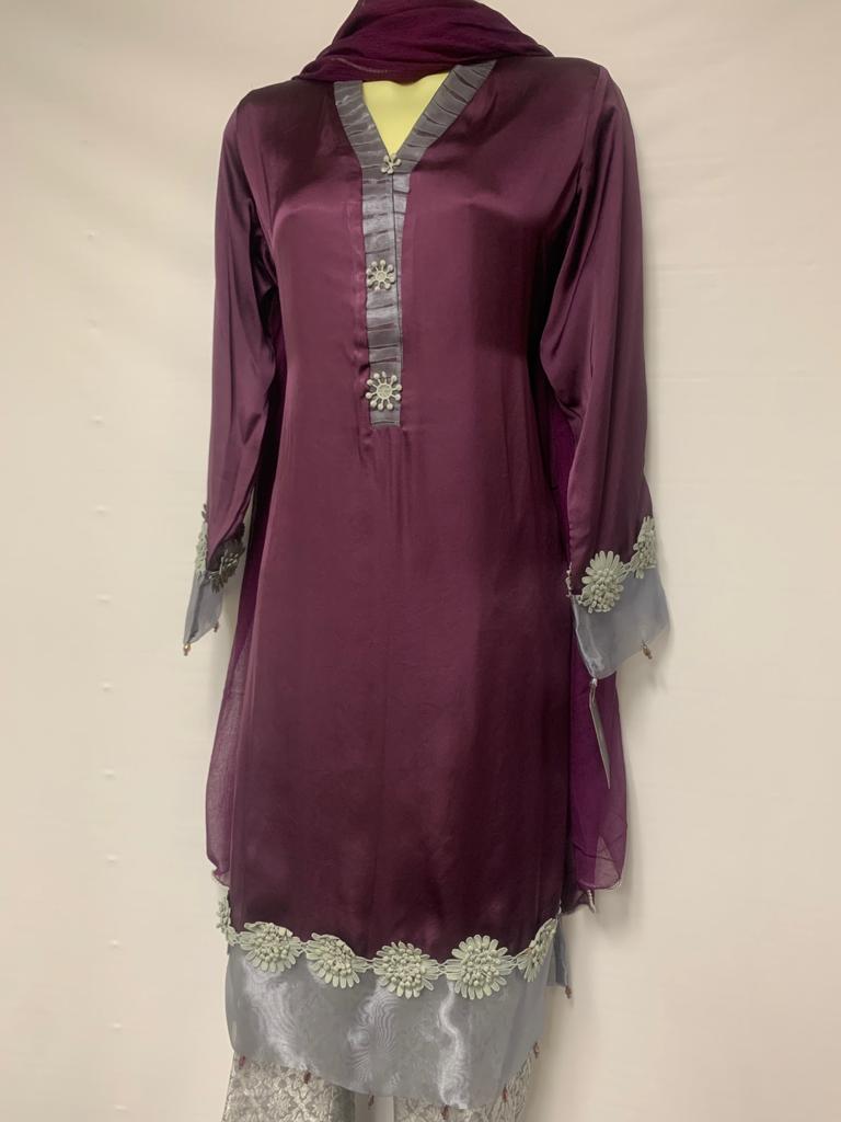 Pakistani Plum Silk Women Outfit