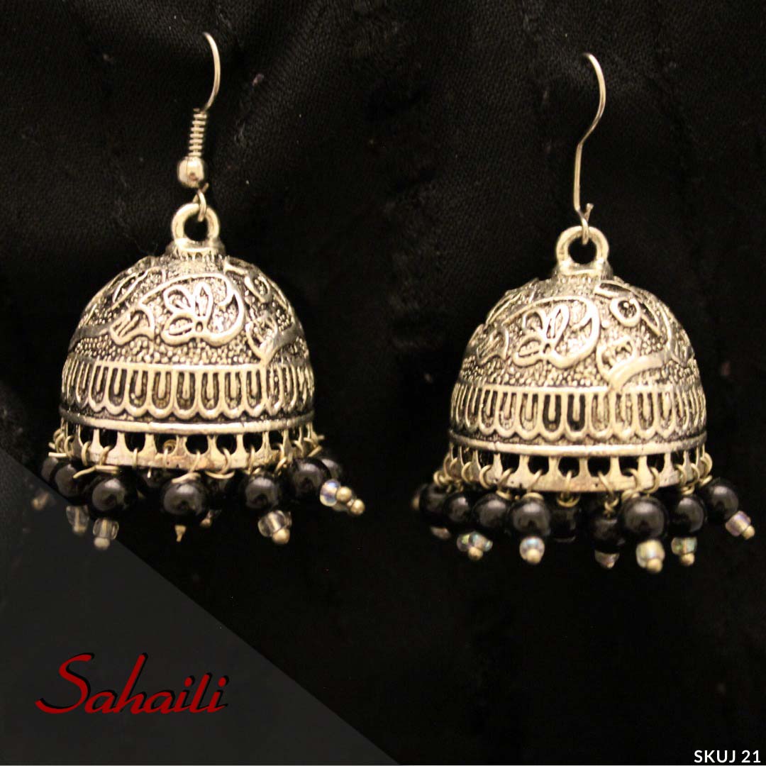 Pakistani Embossed Jhumka Earrings