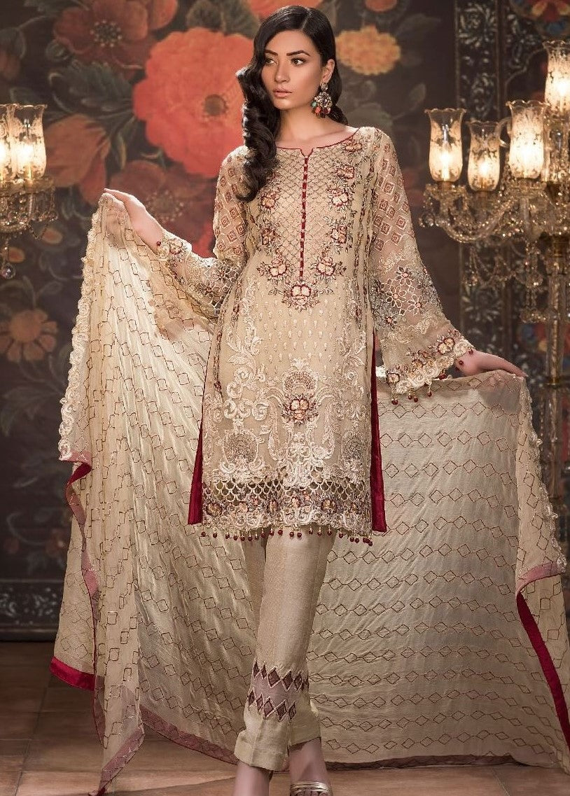 Pakistani Ivory Gold with Red Embroidered Outfit