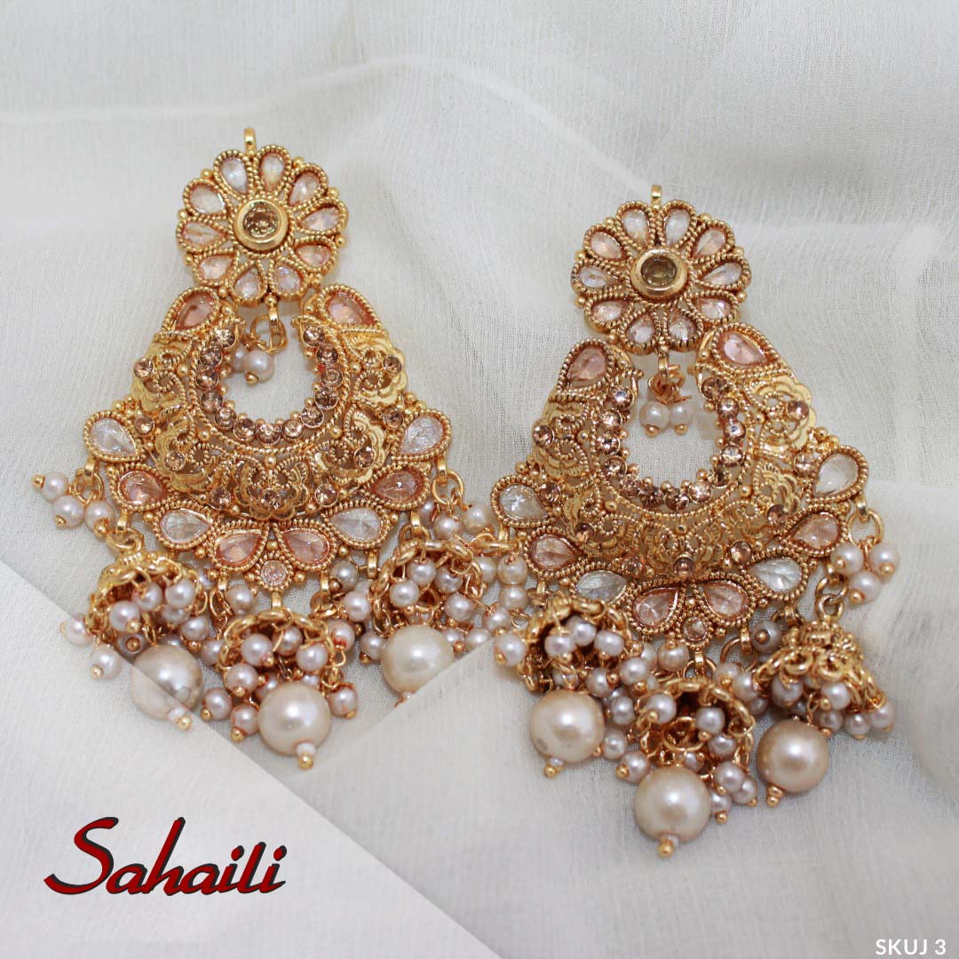 Pakistani Golden Flower Earrings