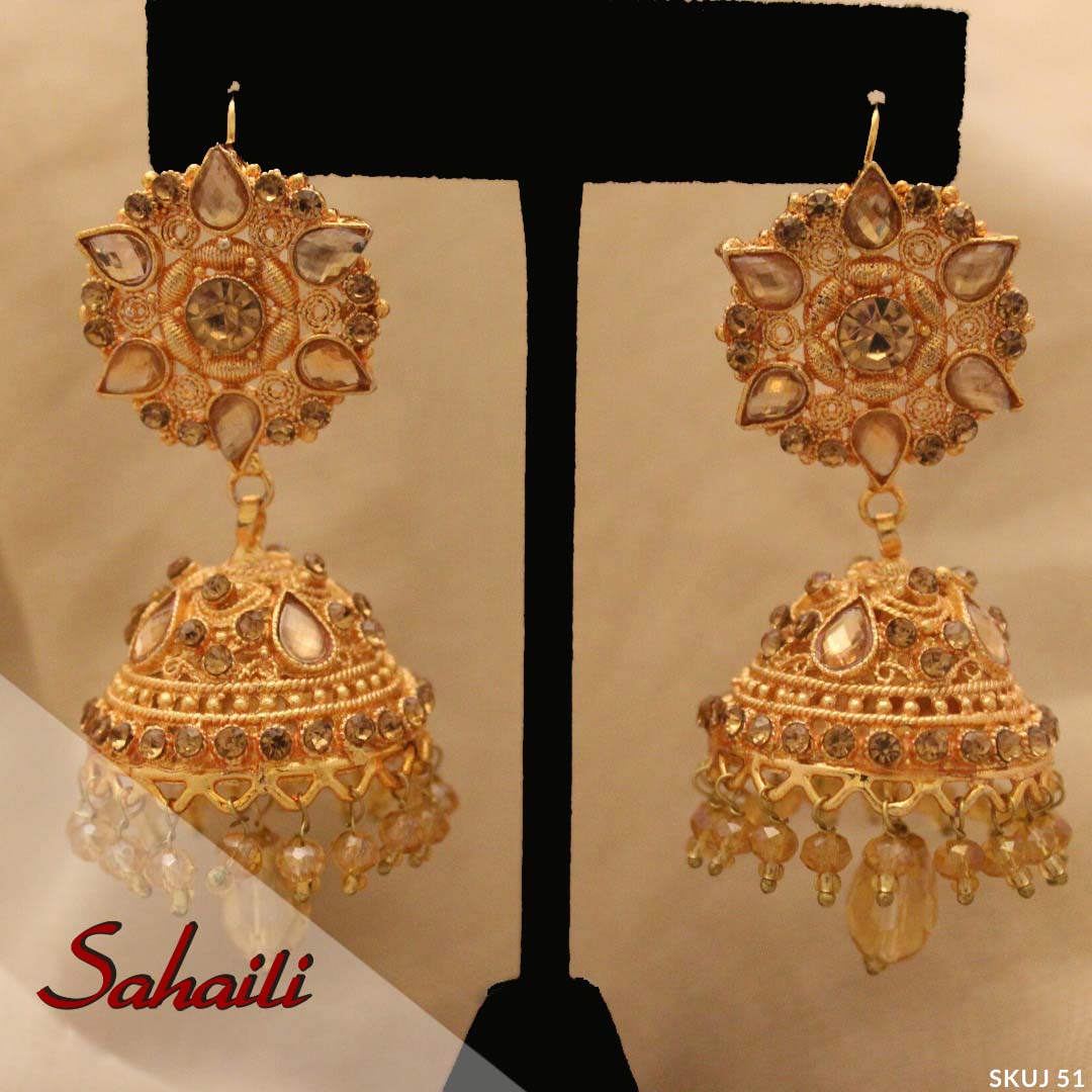 Pakistani Yellow Stoned Earrings