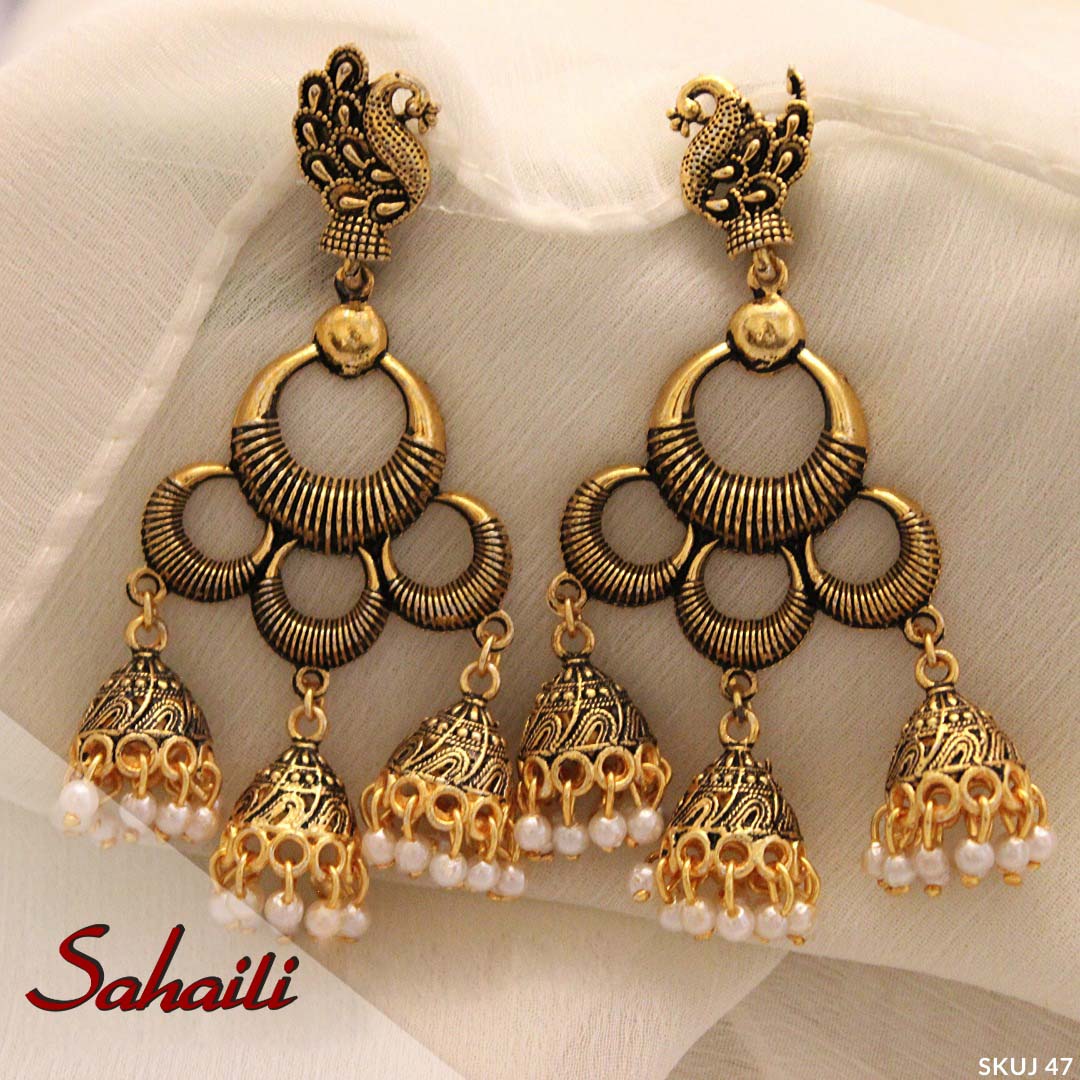 Pakistani Jhumki Peacock Earrings