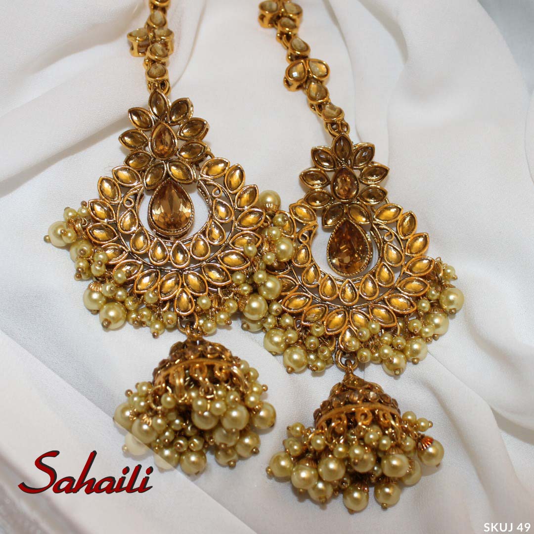 Pakistani Kundan Long Earrings