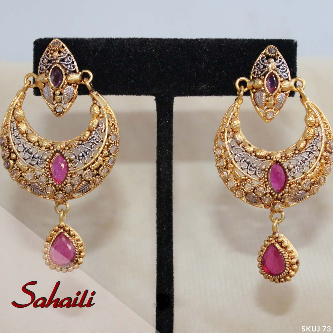 Pakistani Pink Gold Chandbali