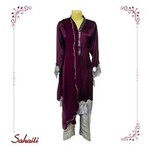 Pakistani Plum Silk Women Outfit