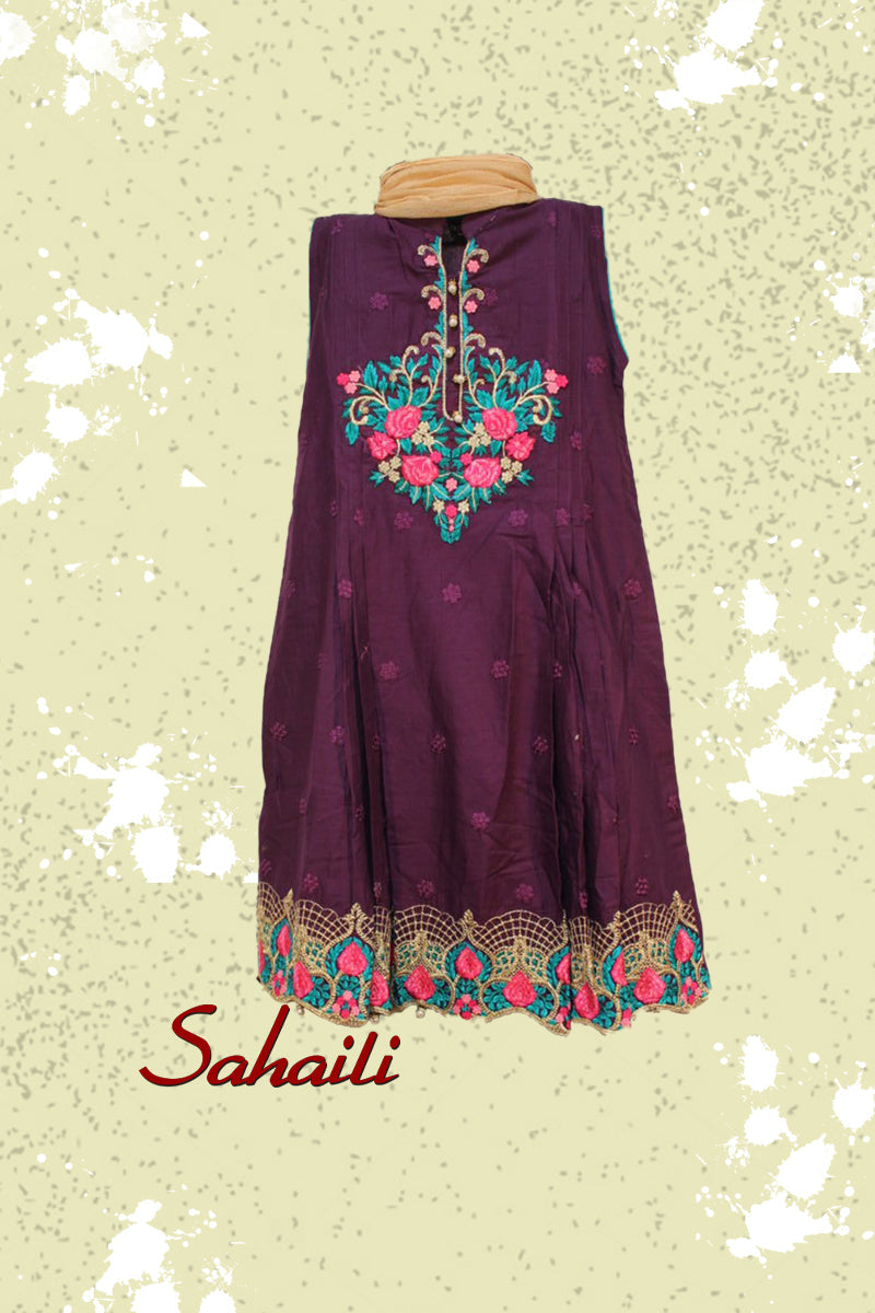 Pakistani Plum Embroidered Frock