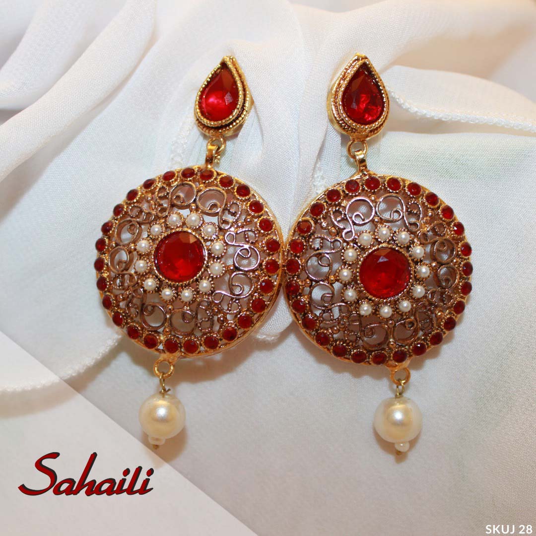 Pakistani Round Stoned Earrings