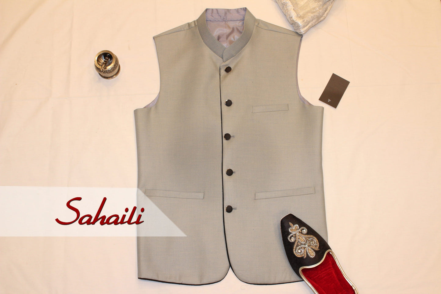 Pakistani Sliver Frost Men Waist Coat