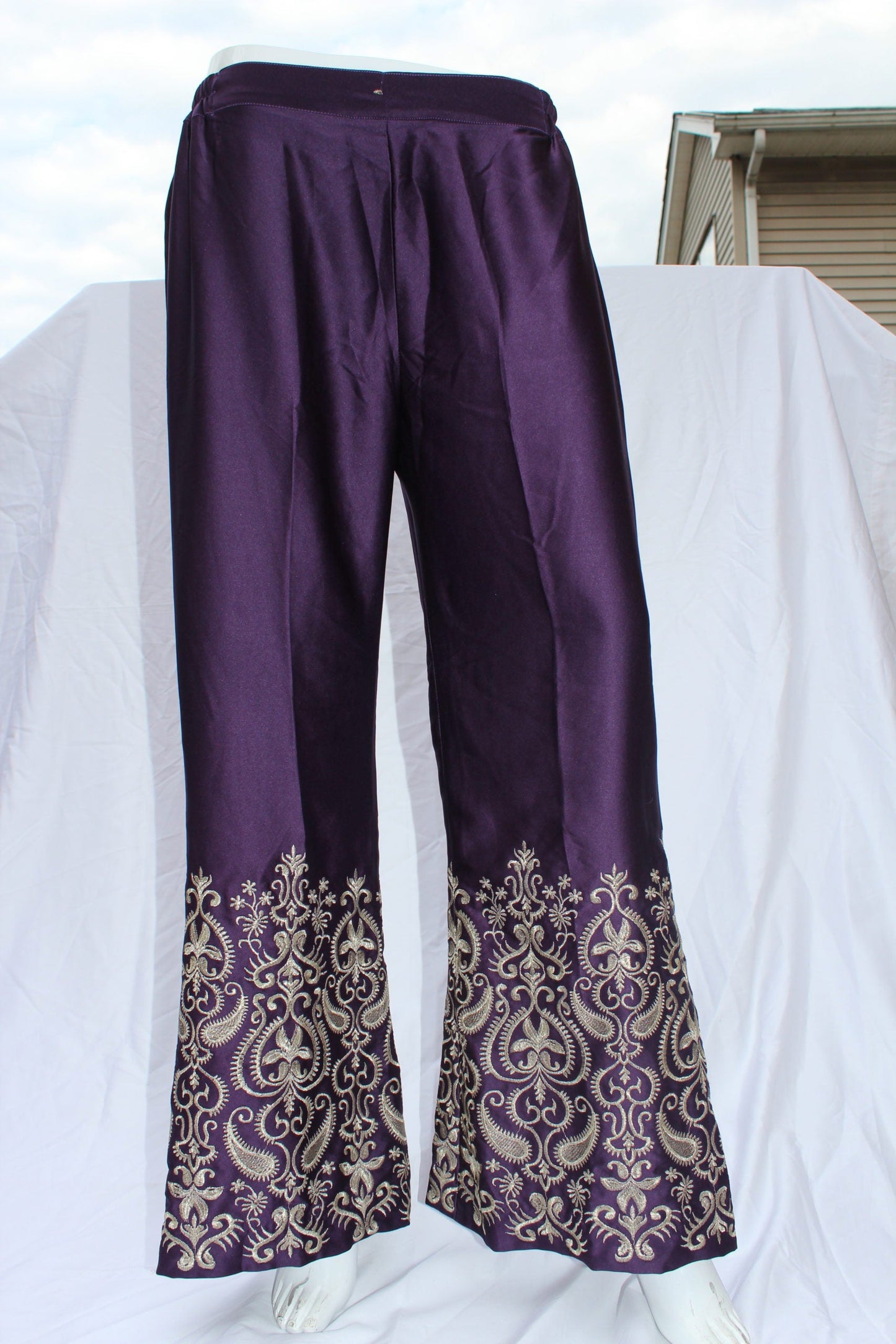 Pakistani Silk Purple Wide Pants